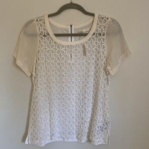 NWT Madewell Off-White Silk Detail T-Shirt Size M